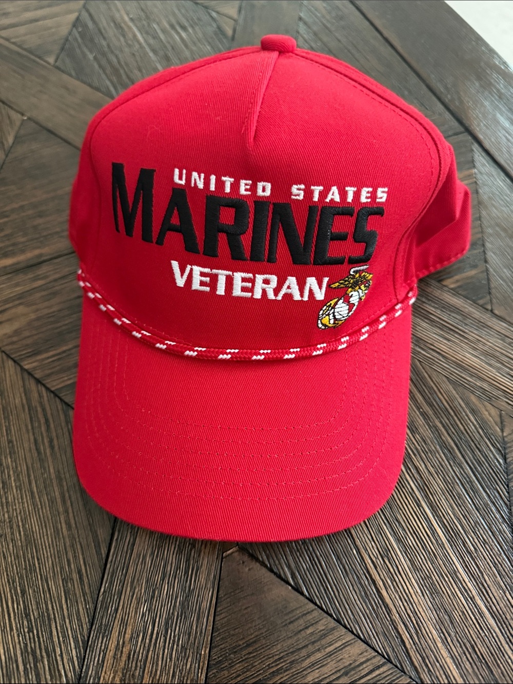 United States Marines Veteran Red Snapback Hat Cap | USMC Military Patriotic